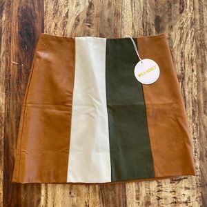 Faux Leather Panel Mini Skirt
